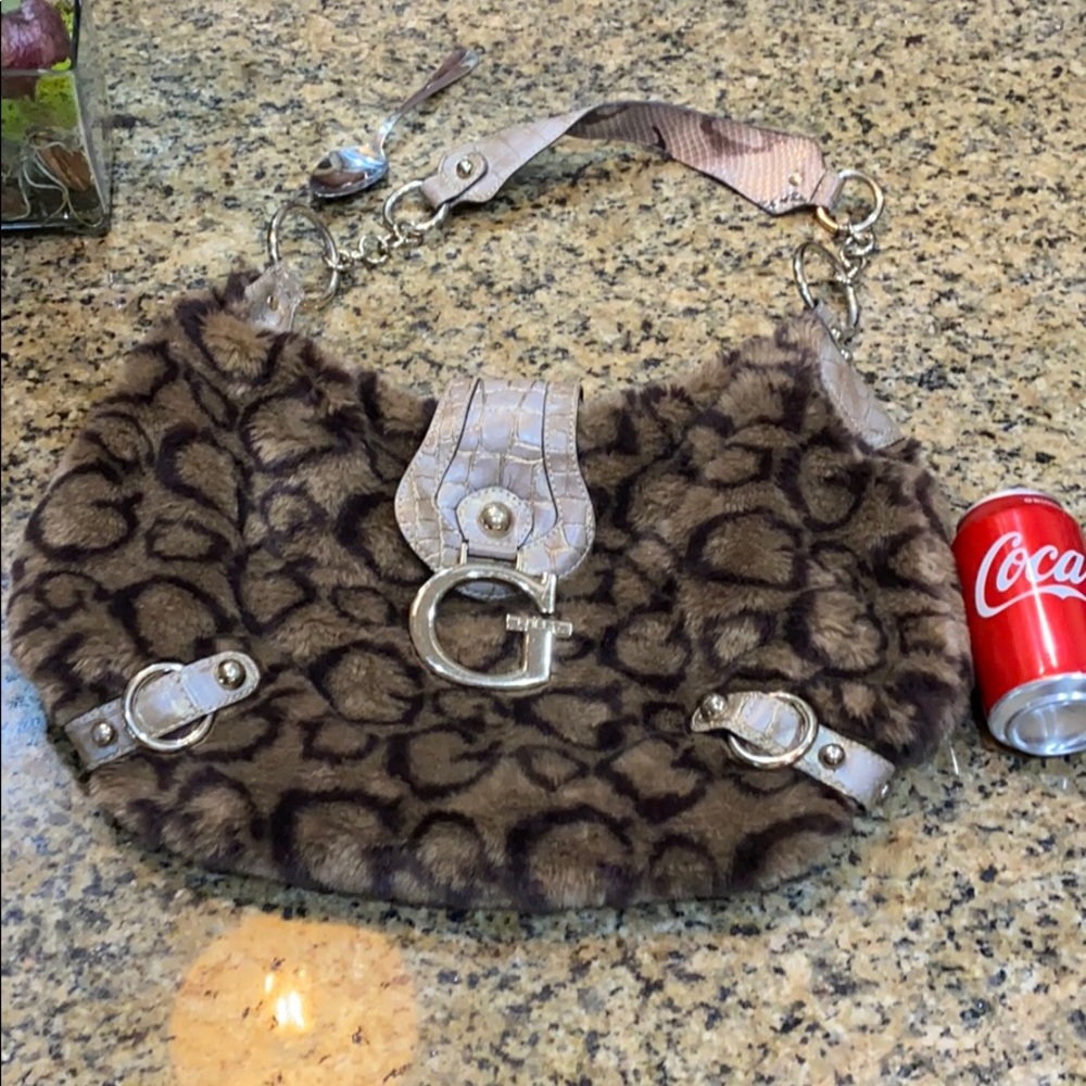 Guess purse faux fur